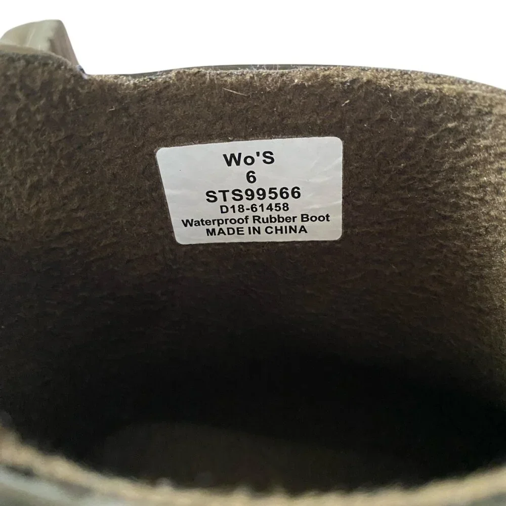 Sperry Top-Sider women's size 6 army green waterproof rubber rain boots footwear